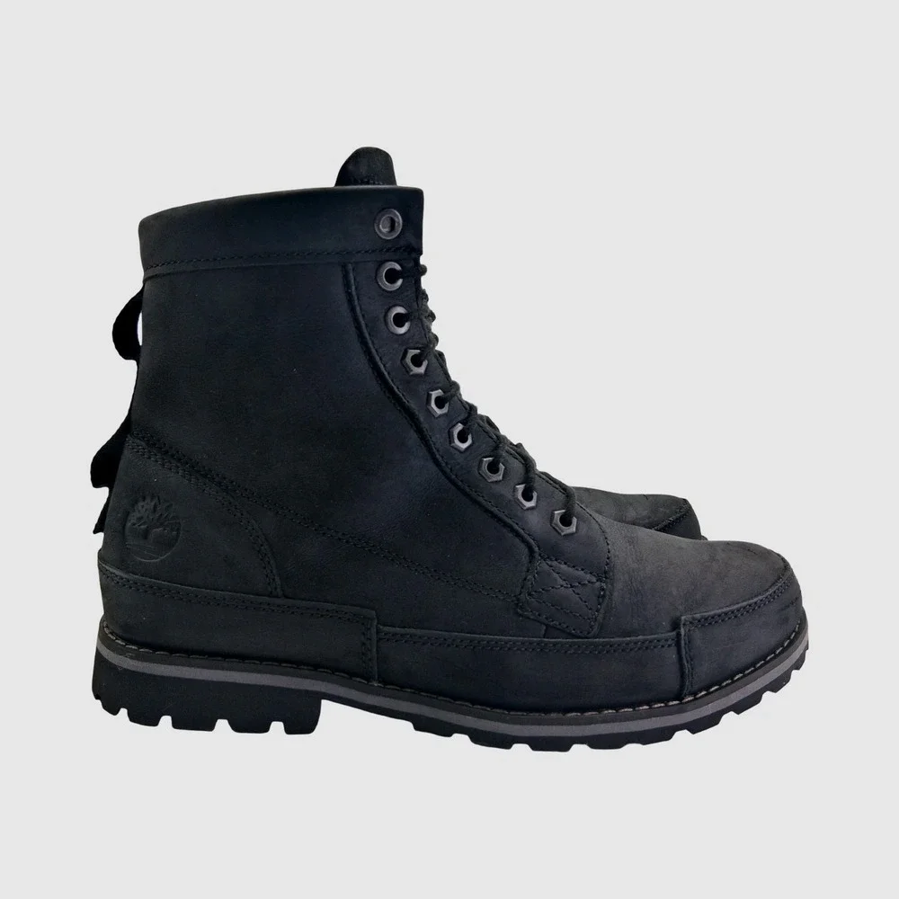 Timberland Boots Mens Size 10 Black Nubuck Combat Ankle Work Lug Sole A2NVQ